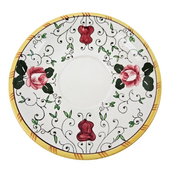 UCAGCO Early Provincial Hand Painted Rooster Rose Cup Saucer Set Japan Vintage - Picture 7 of 10